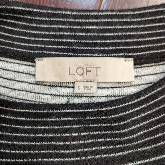 LOFT striped Mock Neck Notched Hem Knit Sweater - Picture 2 of 5